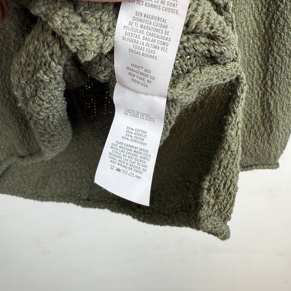 Aerie Loose Knit Rolled Hem Sweater Scoop Neck Green - XS - Picture 4 of 8